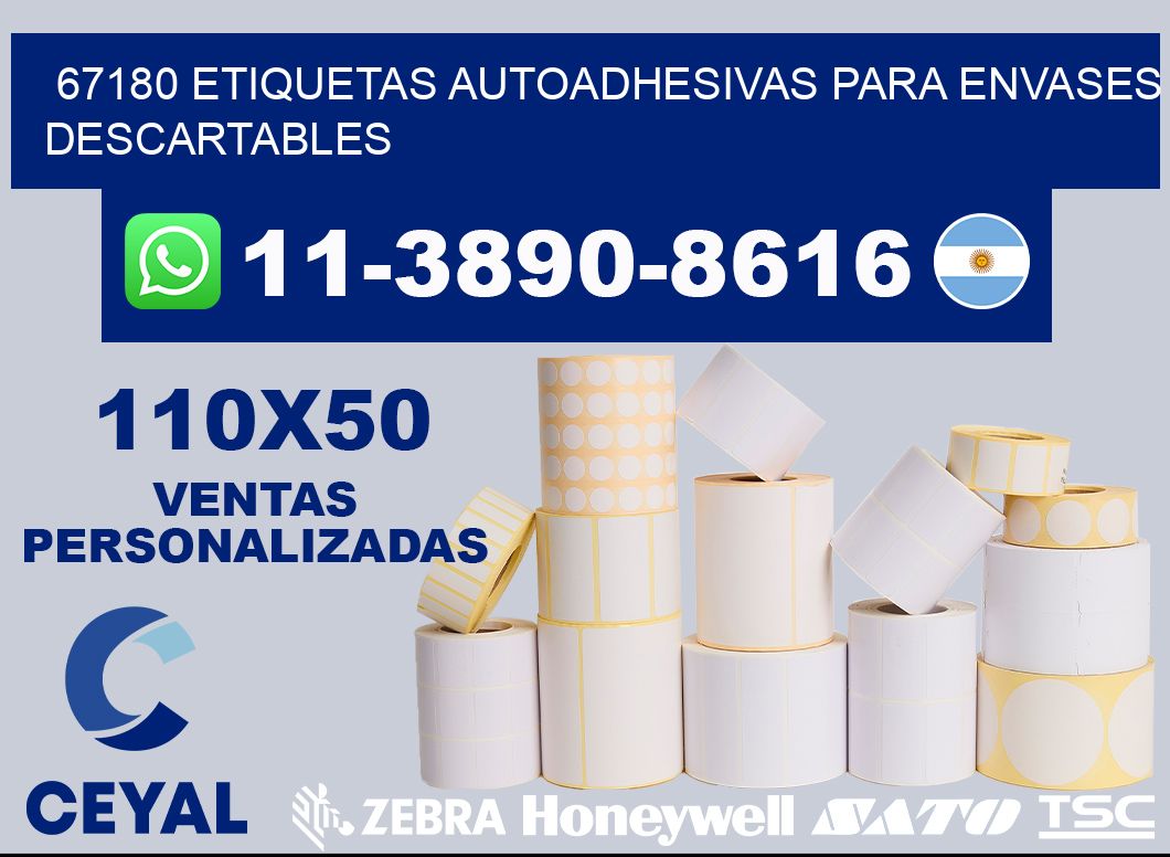 67180 etiquetas autoadhesivas para envases descartables