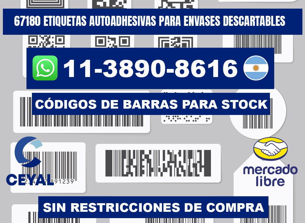 67180 etiquetas autoadhesivas para envases descartables