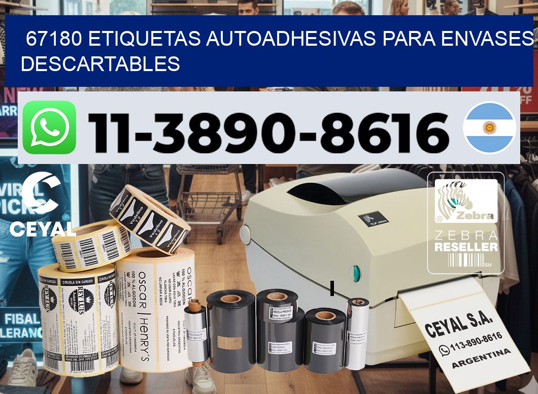 67180 etiquetas autoadhesivas para envases descartables