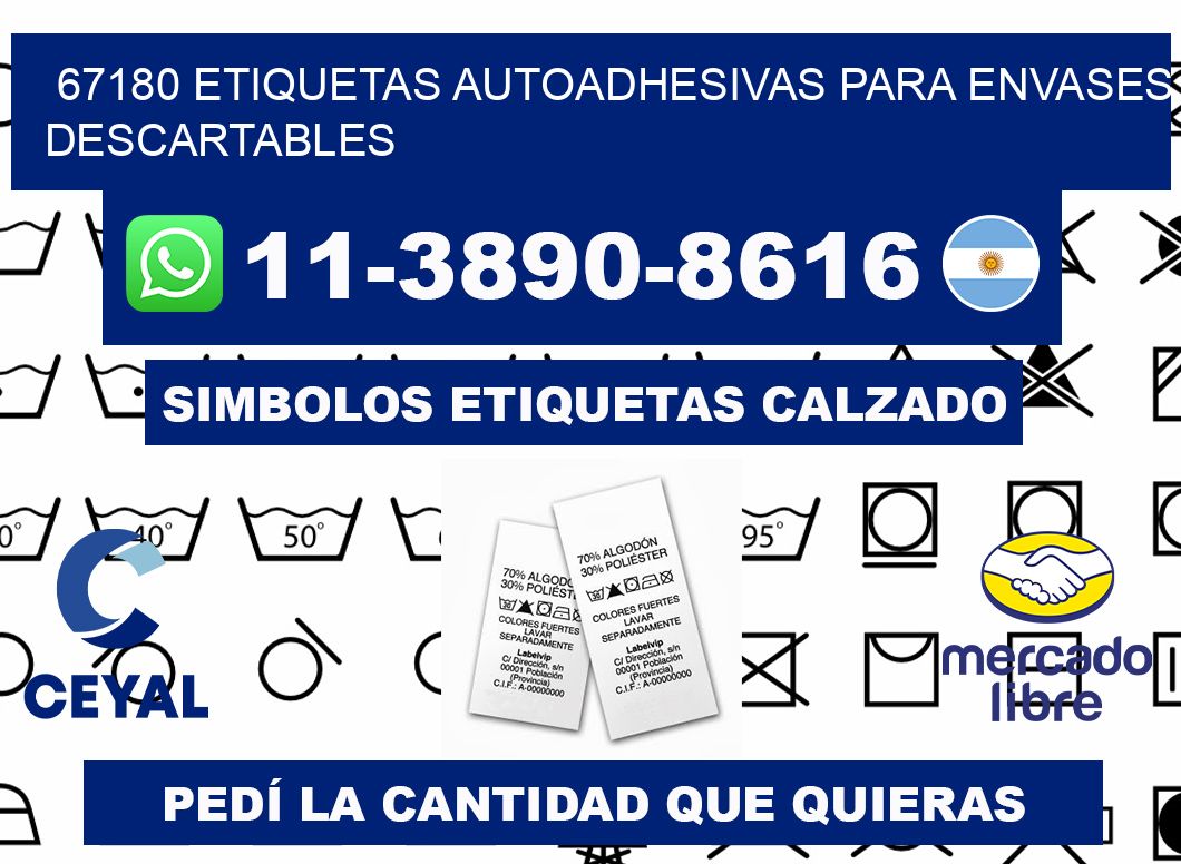 67180 etiquetas autoadhesivas para envases descartables