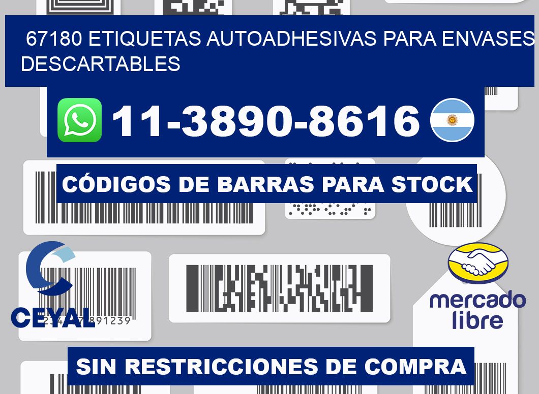 67180 etiquetas autoadhesivas para envases descartables