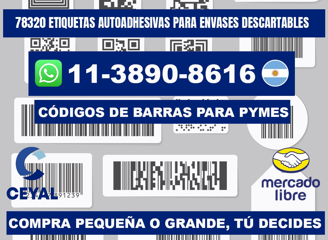 78320 etiquetas autoadhesivas para envases descartables
