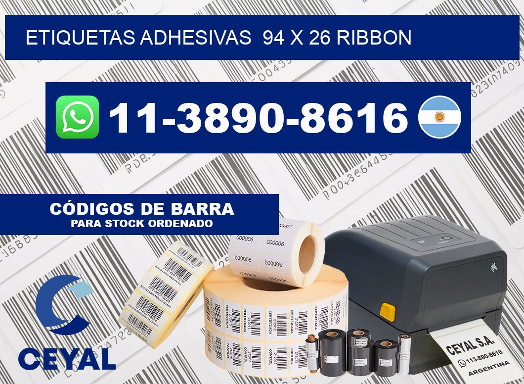 Etiquetas adhesivas  94 x 26 ribbon