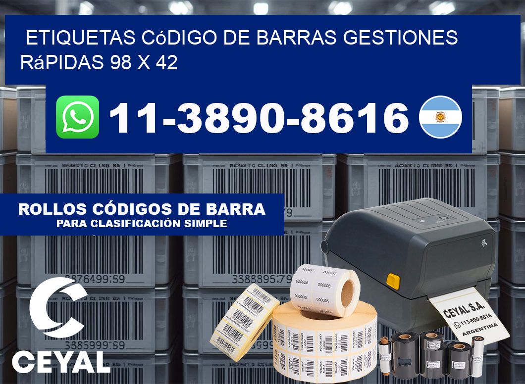 Etiquetas código de barras gestiones rápidas 98 x 42