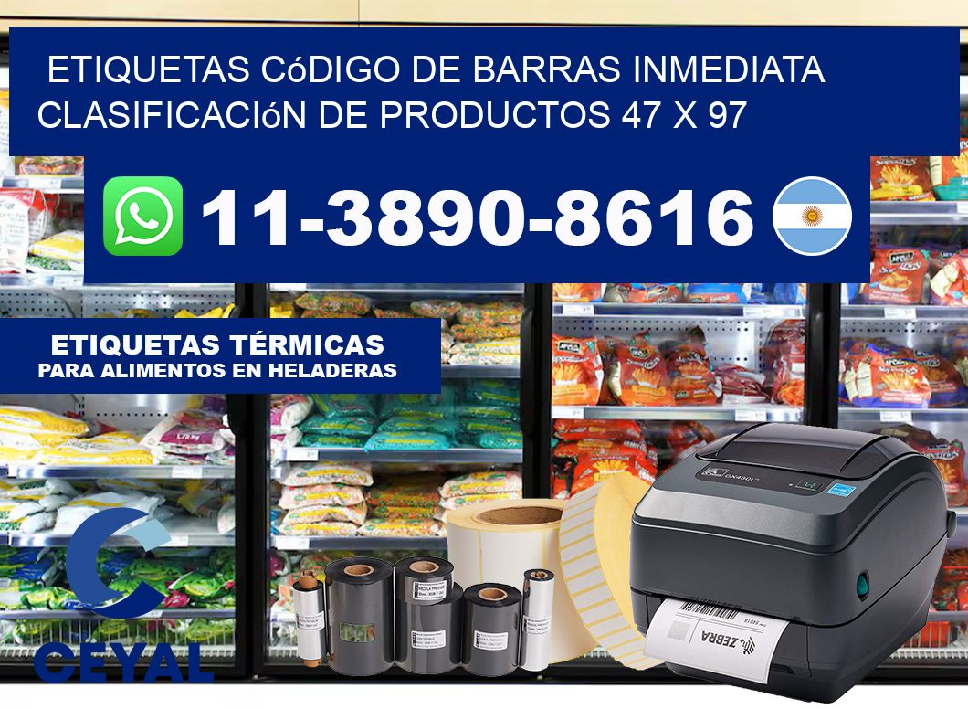 Etiquetas código de barras inmediata clasificación de productos 47 x 97