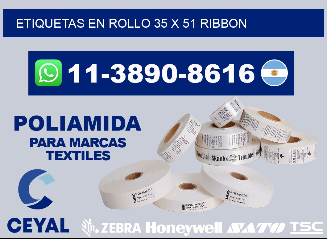 Etiquetas en rollo 35 x 51 ribbon