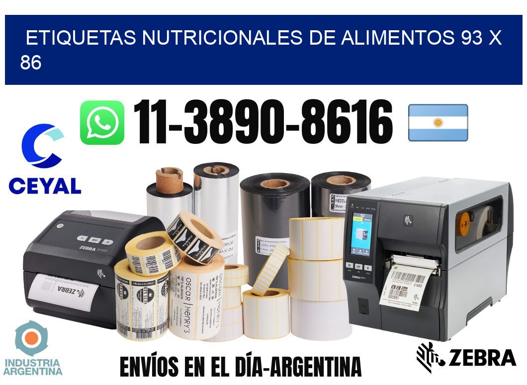 Etiquetas nutricionales de alimentos 93 x 86