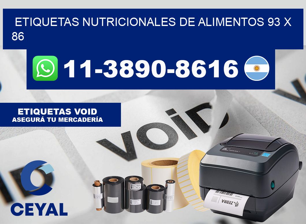 Etiquetas nutricionales de alimentos 93 x 86
