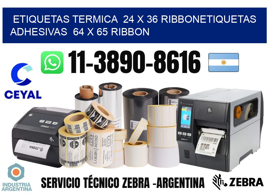 Etiquetas termica  24 x 36 ribbonEtiquetas adhesivas  64 x 65 ribbon