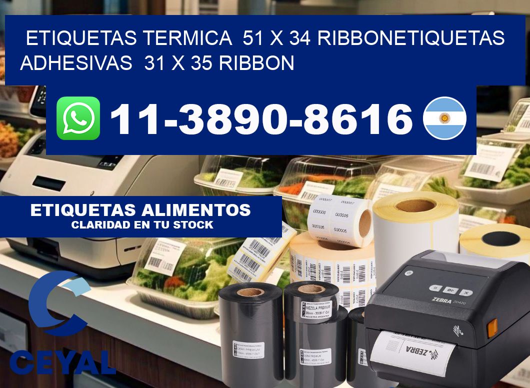 Etiquetas termica 51 x 34 ribbonEtiquetas adhesivas 31 x 35 ribbon