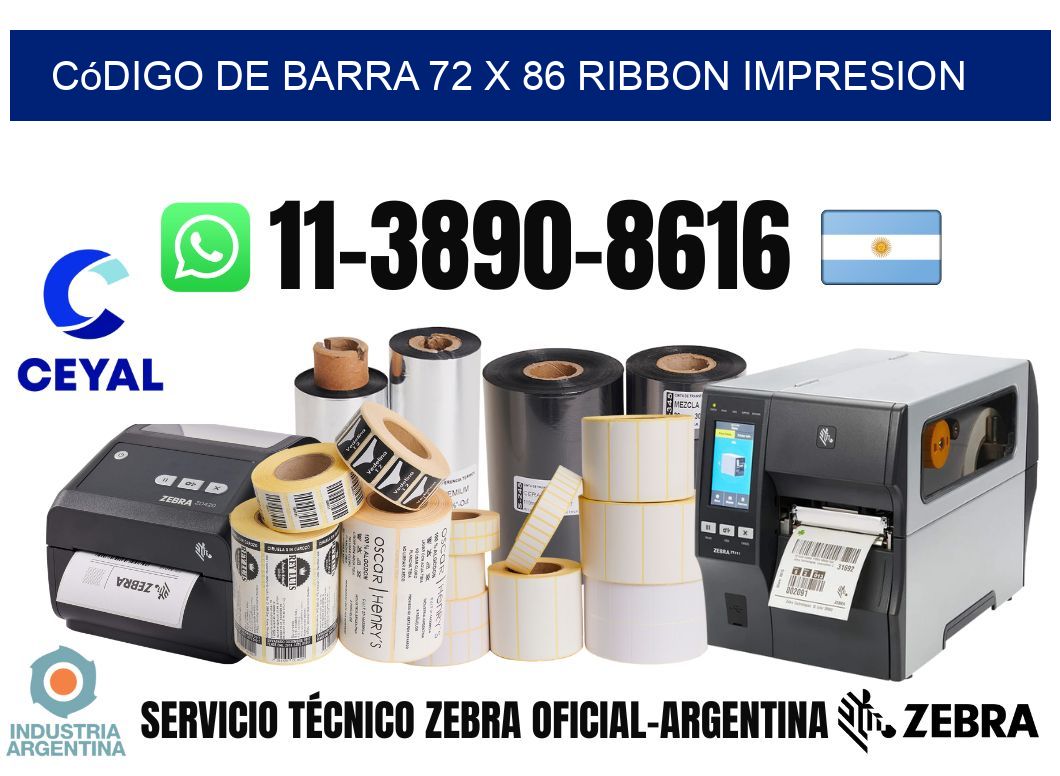código de barra 72 x 86 ribbon impresion