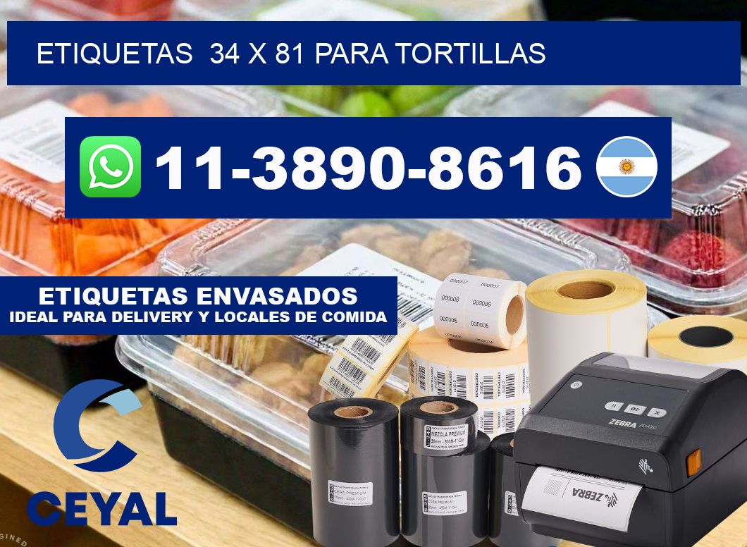 etiquetas 34 x 81 para Tortillas