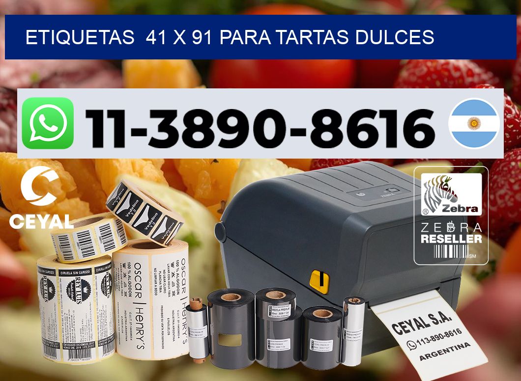 etiquetas  41 x 91 para Tartas dulces