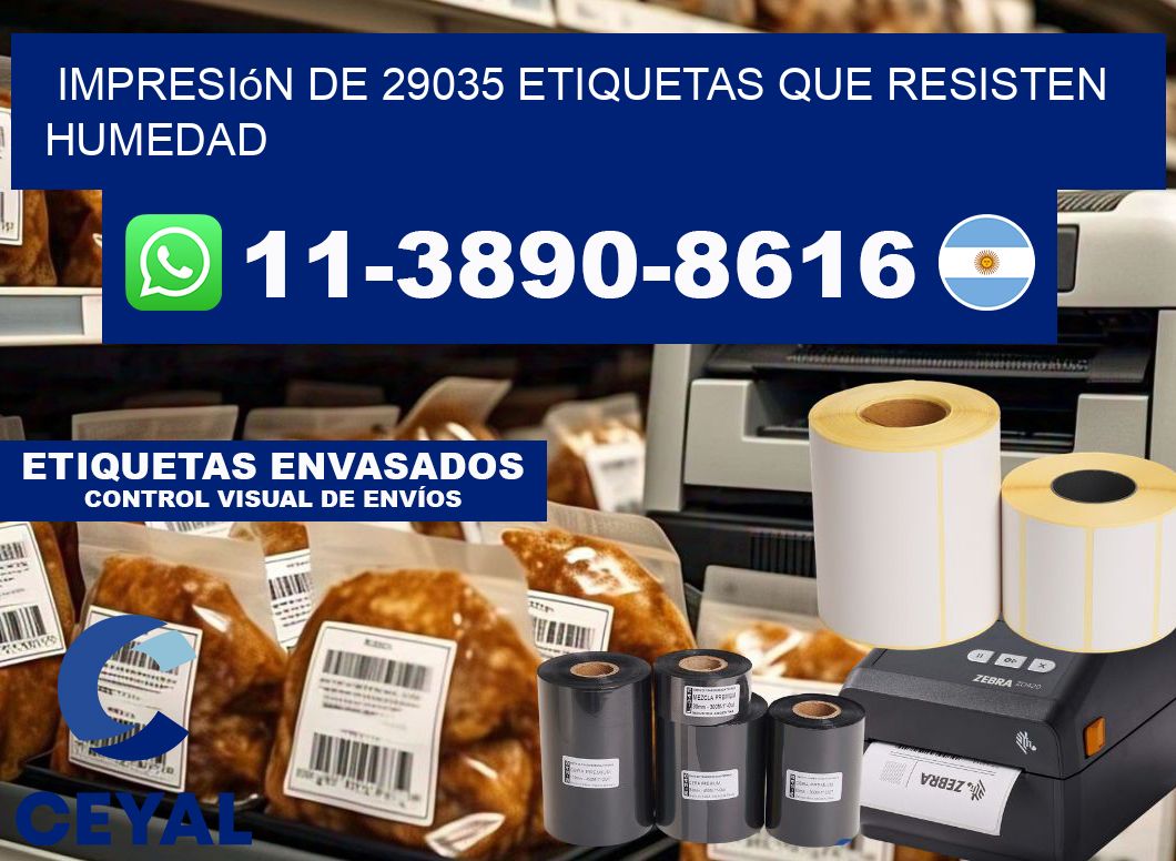 impresión de 29035 etiquetas que resisten humedad