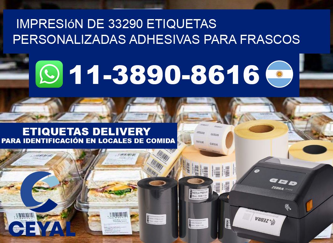 impresión de 33290 etiquetas personalizadas adhesivas para frascos