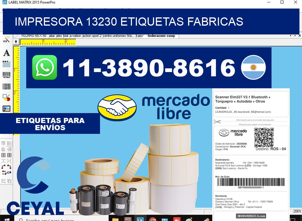 impresora 13230 etiquetas fabricas