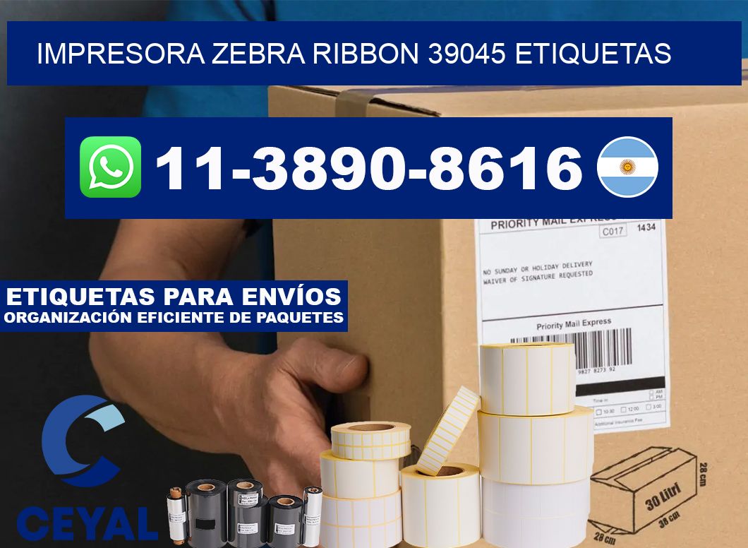impresora zebra ribbon 39045 etiquetas