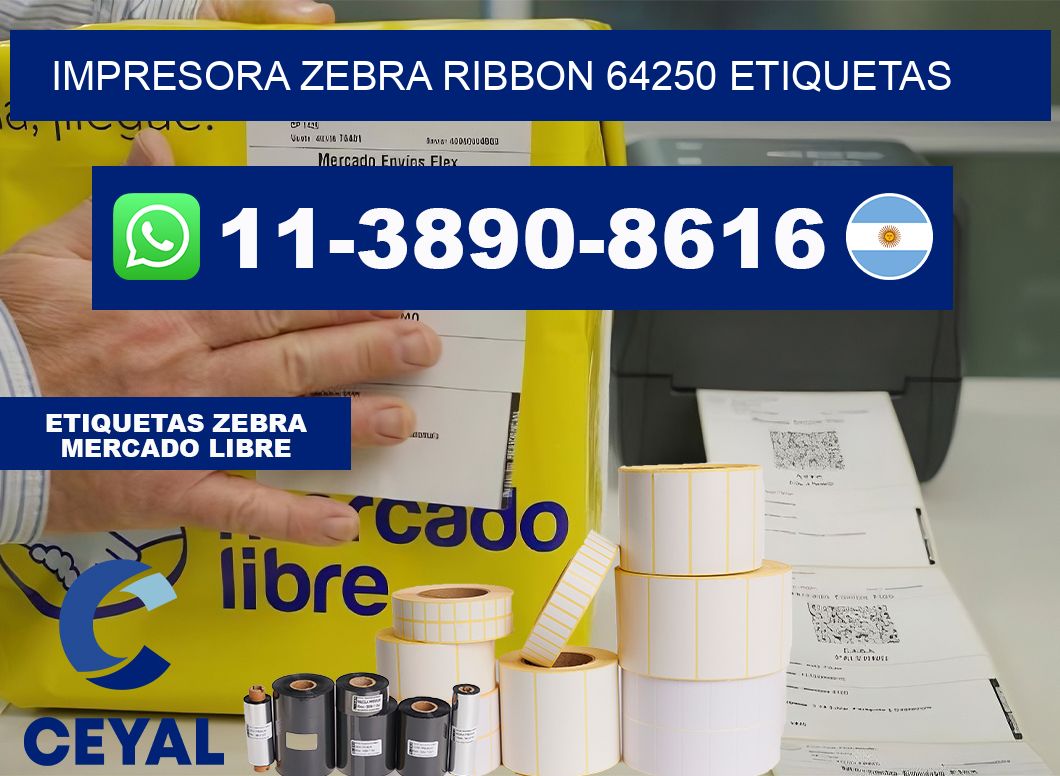 impresora zebra ribbon 64250 etiquetas