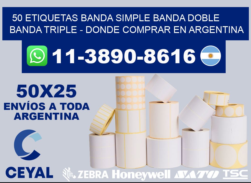 50 etiquetas banda simple banda doble banda triple - Donde Comprar en Argentina