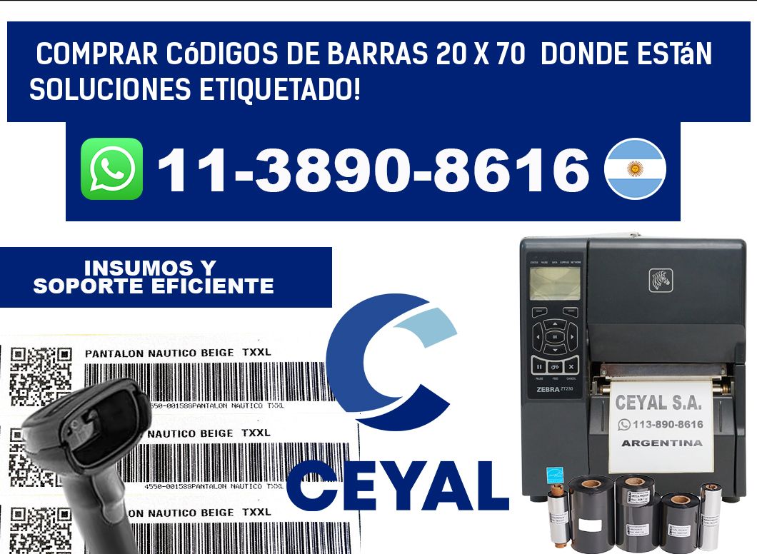 Comprar códigos de barras 20 x 70  donde están soluciones etiquetado!