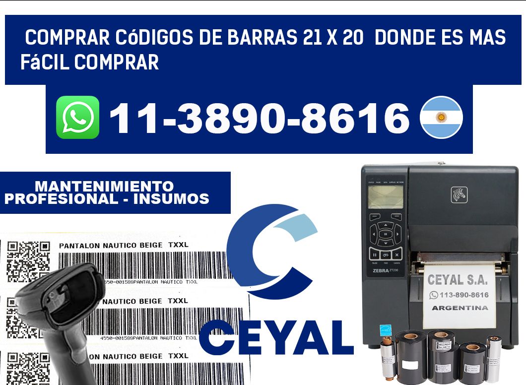 Comprar códigos de barras 21 x 20  Donde es mas fácil comprar