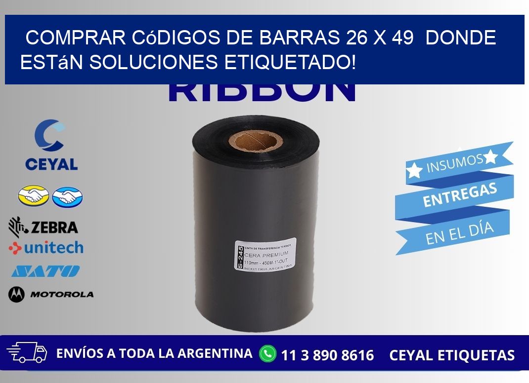 Comprar códigos de barras 26 x 49  donde están soluciones etiquetado!