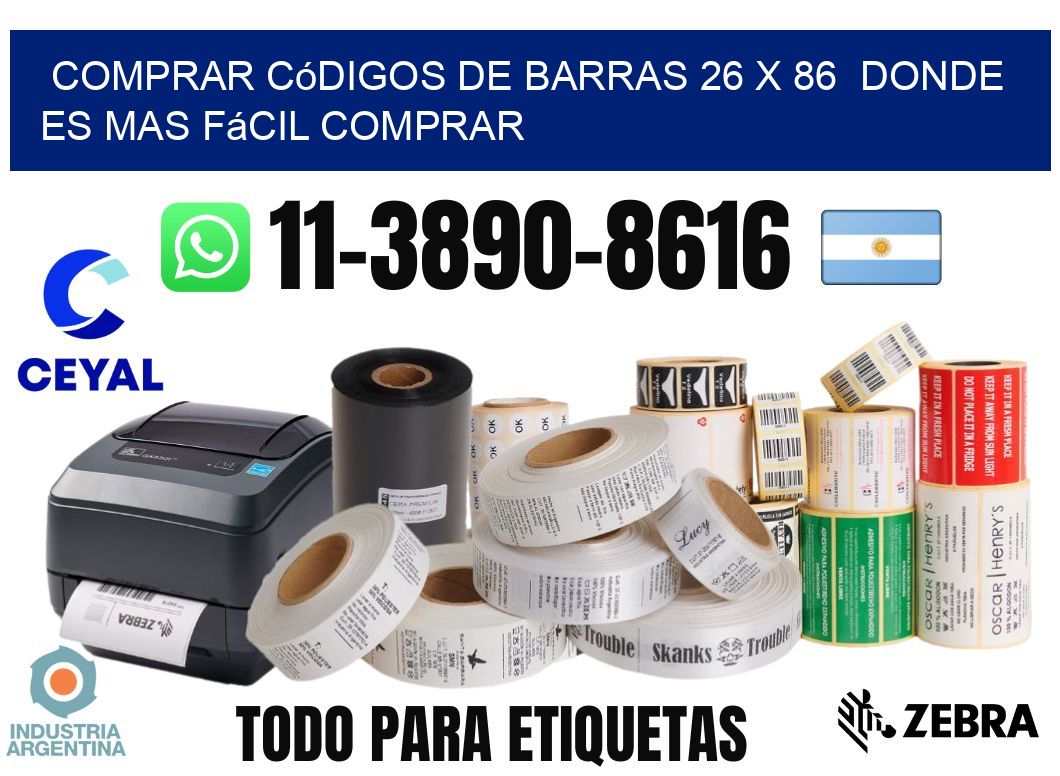 Comprar códigos de barras 26 x 86  Donde es mas fácil comprar
