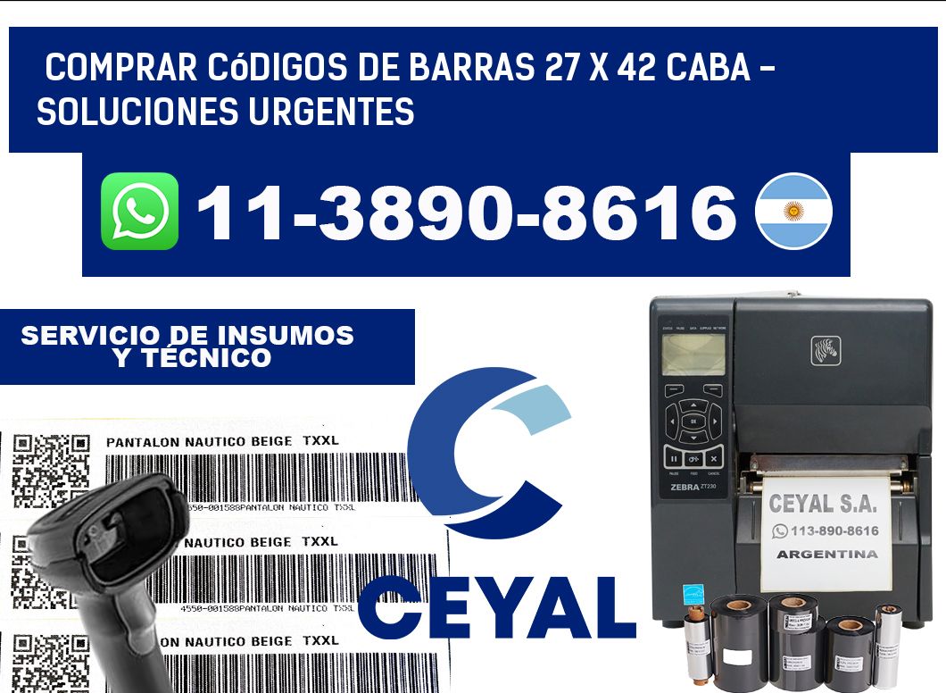 Comprar códigos de barras 27 x 42 CABA - soluciones urgentes
