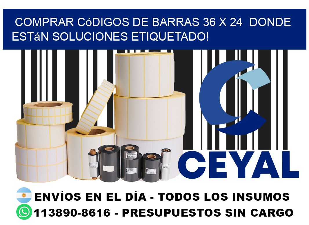 Comprar códigos de barras 36 x 24  donde están soluciones etiquetado!