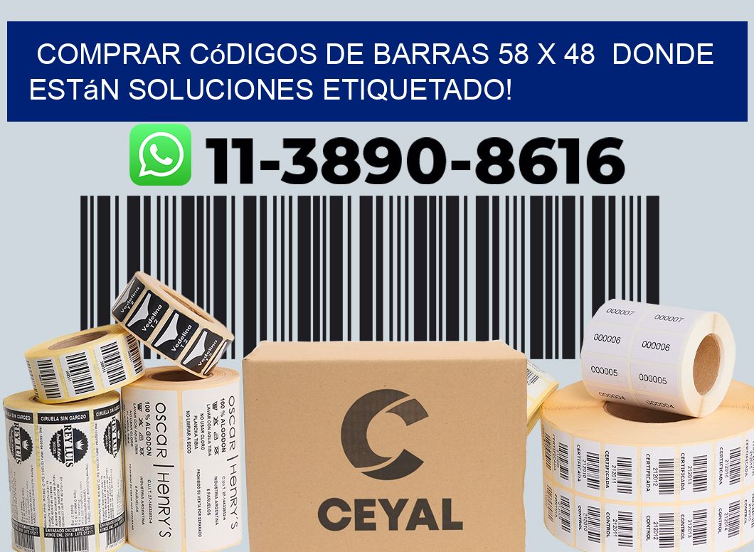 Comprar códigos de barras 58 x 48  donde están soluciones etiquetado!