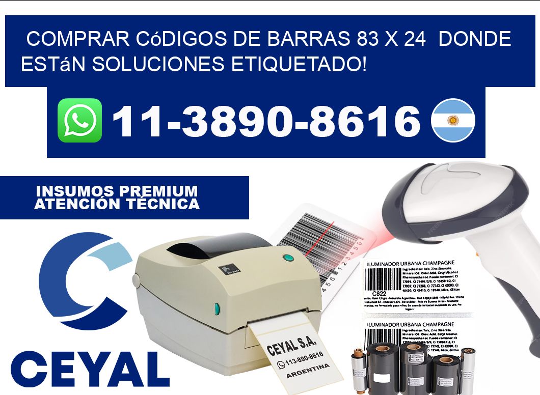Comprar códigos de barras 83 x 24  donde están soluciones etiquetado!