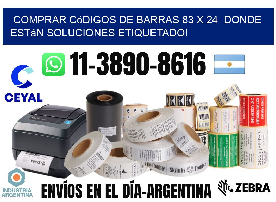 Comprar códigos de barras 83 x 24  donde están soluciones etiquetado!