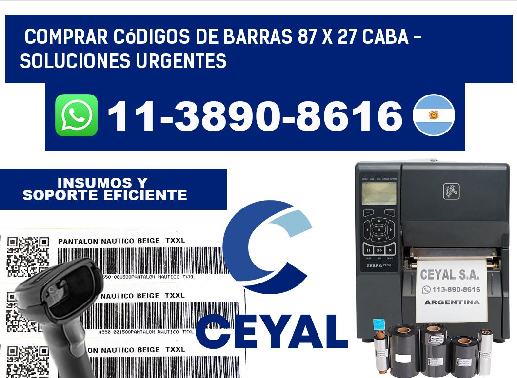 Comprar códigos de barras 87 x 27 CABA - soluciones urgentes