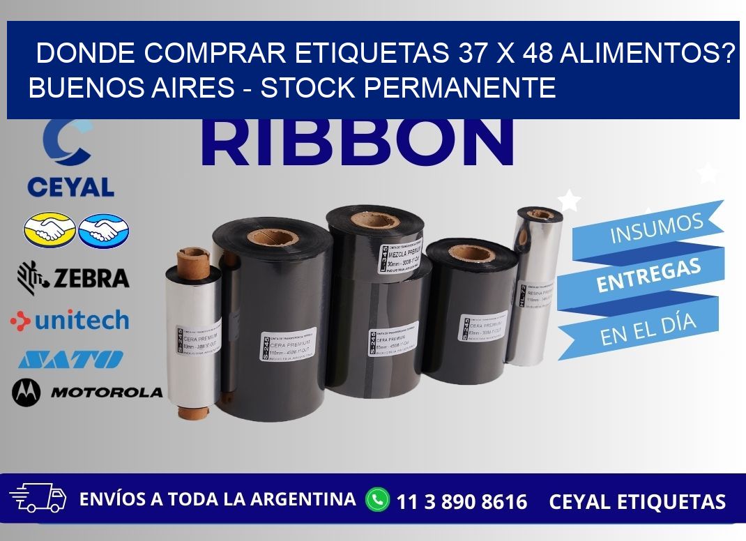 Donde Comprar etiquetas 37 x 48 ALIMENTOS? Buenos Aires - Stock permanente