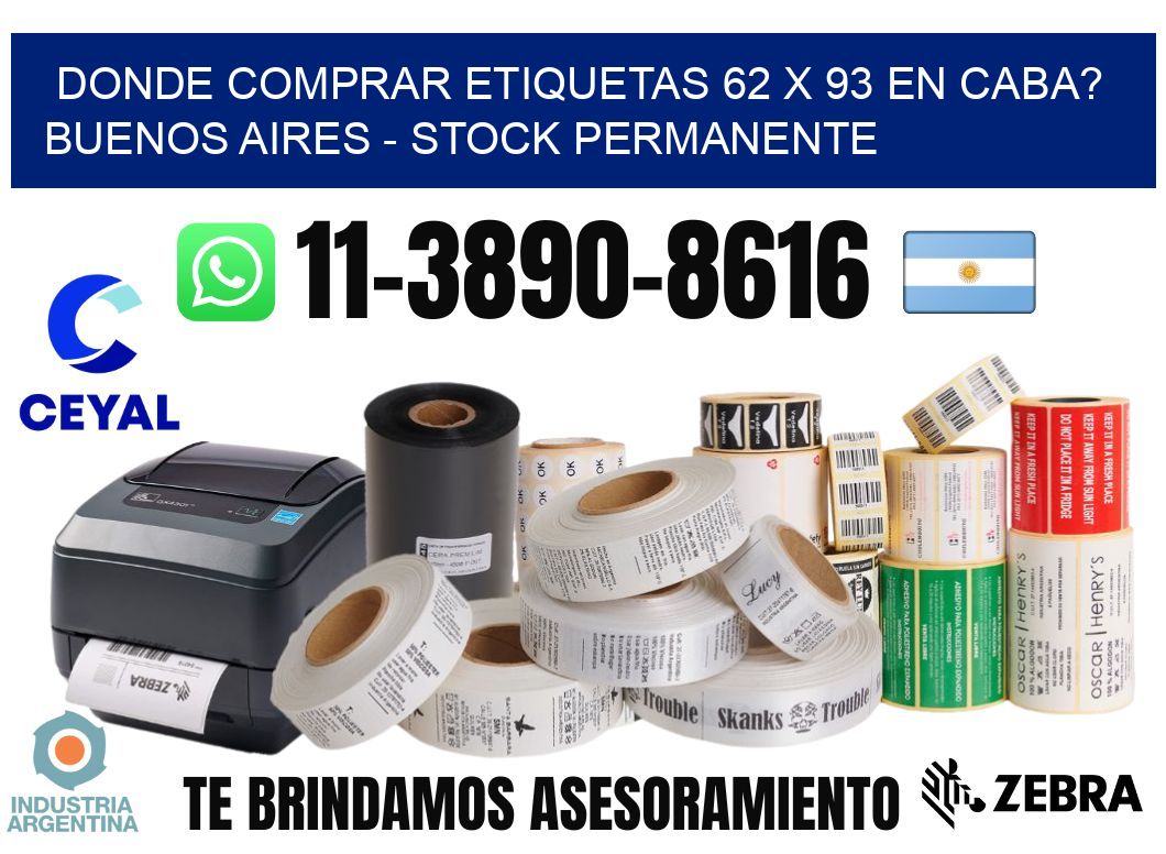 Donde Comprar etiquetas 62 x 93 en CABA? Buenos Aires - Stock permanente