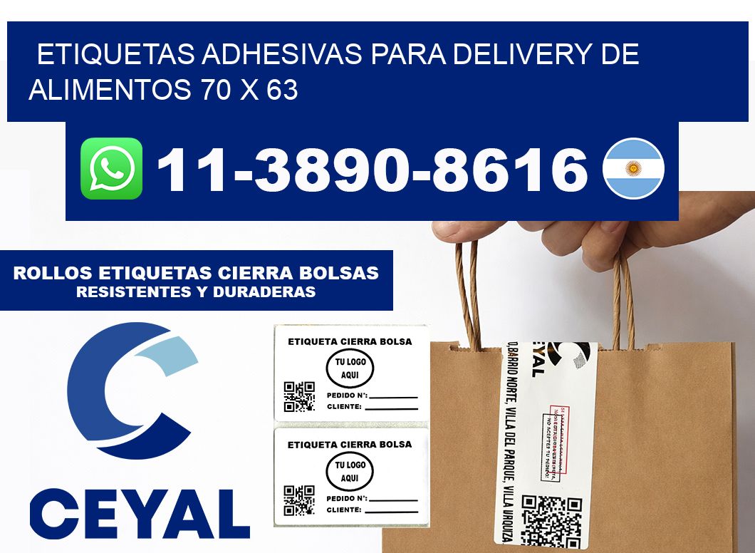 ETIQUETAS ADHESIVAS PARA DELIVERY DE ALIMENTOS 70 x 63