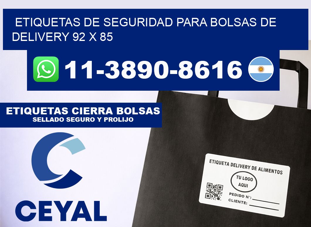ETIQUETAS DE SEGURIDAD PARA BOLSAS DE DELIVERY 92 x 85