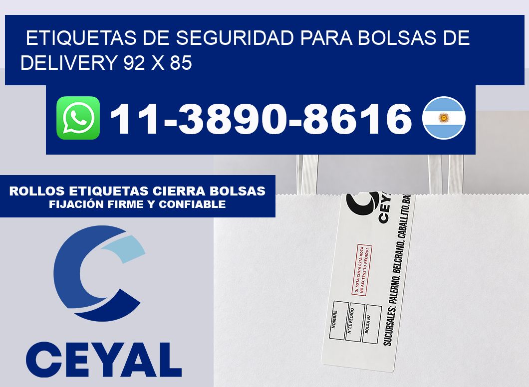 ETIQUETAS DE SEGURIDAD PARA BOLSAS DE DELIVERY 92 x 85