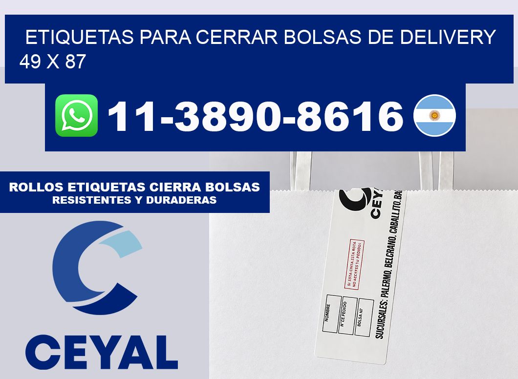 ETIQUETAS PARA CERRAR BOLSAS DE DELIVERY  49 x 87