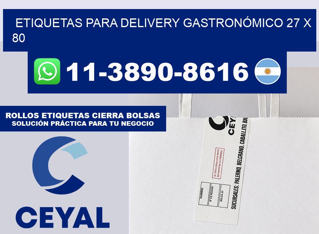 ETIQUETAS PARA DELIVERY GASTRONÓMICO 27 x 80