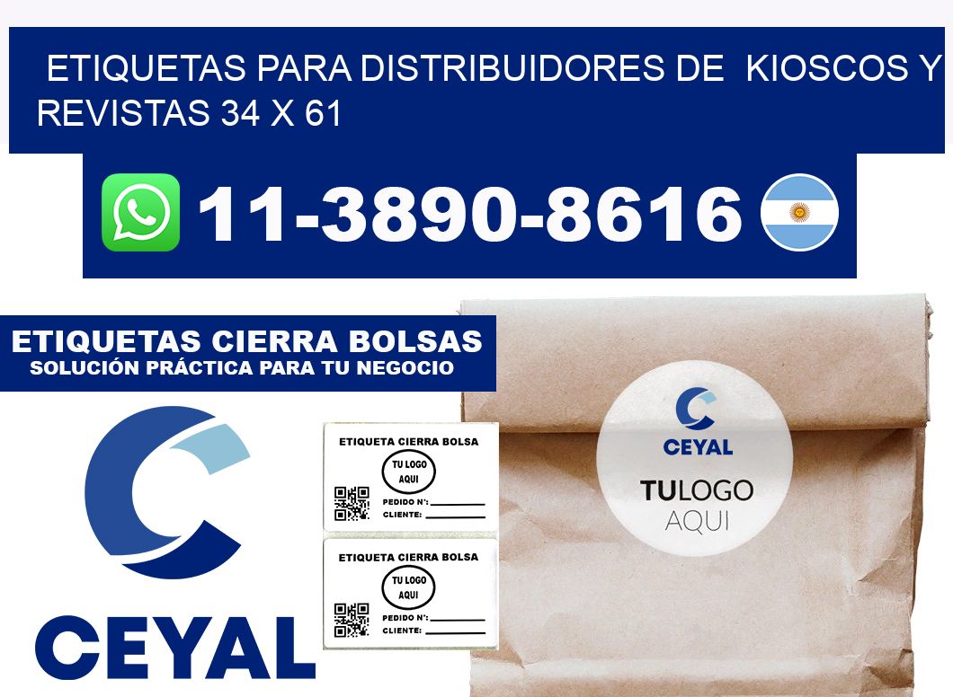 Etiquetas para distribuidores de  kioscos y revistas 34 x 61