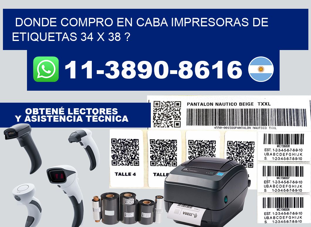 donde compro en CABA impresoras de etiquetas 34 x 38 ?
