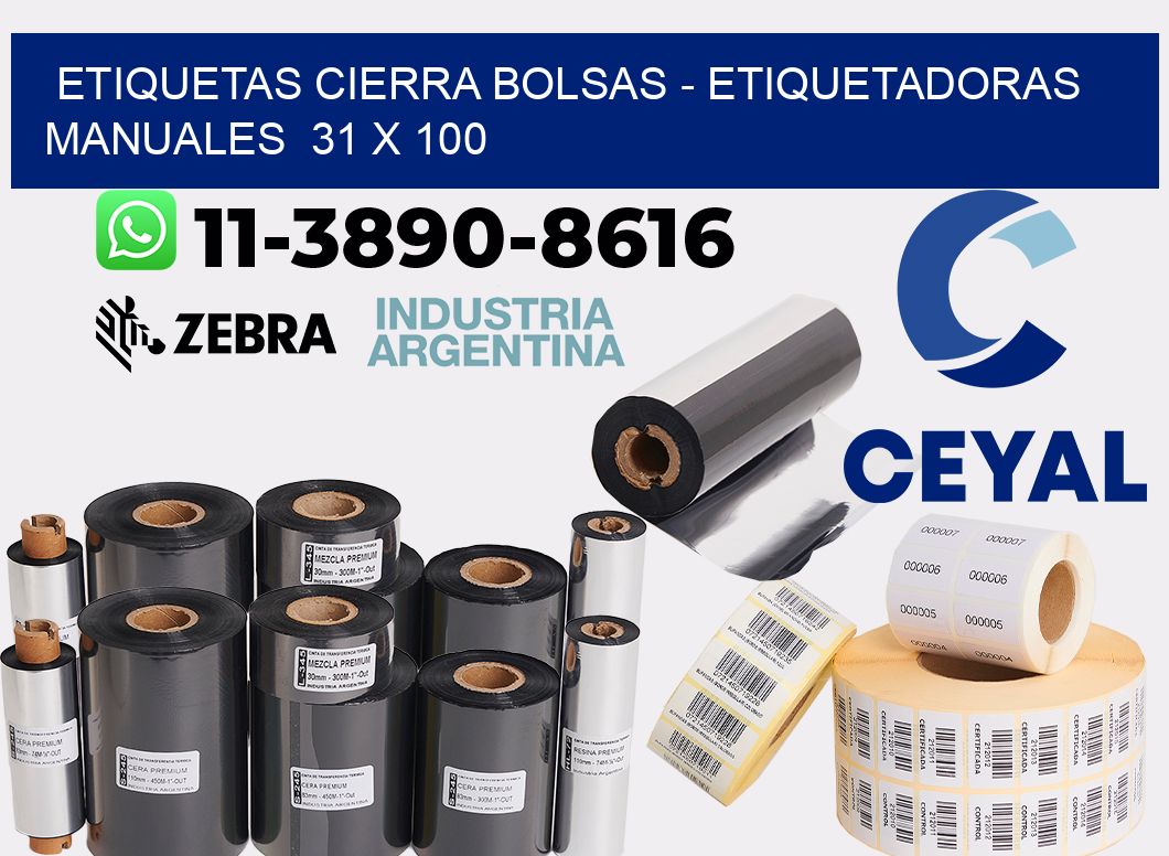 etiquetas cierra bolsas – Etiquetadoras Manuales  31 x 100