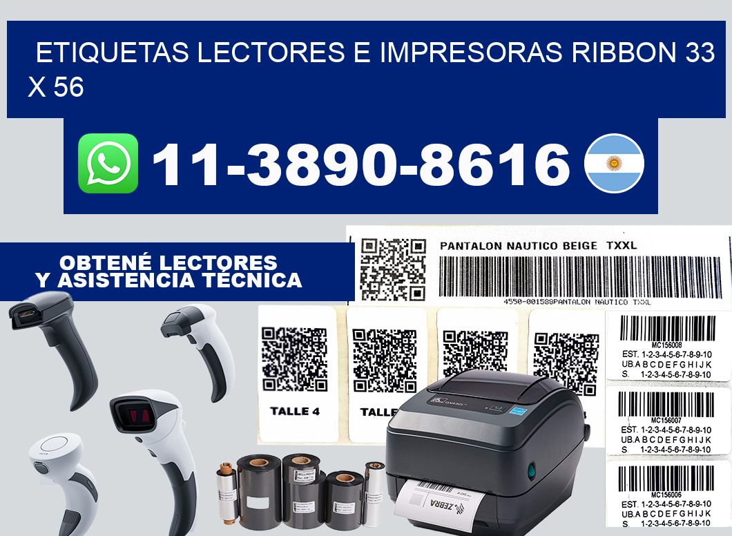 etiquetas lectores e impresoras ribbon 33 x 56