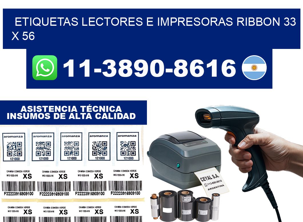 etiquetas lectores e impresoras ribbon 33 x 56