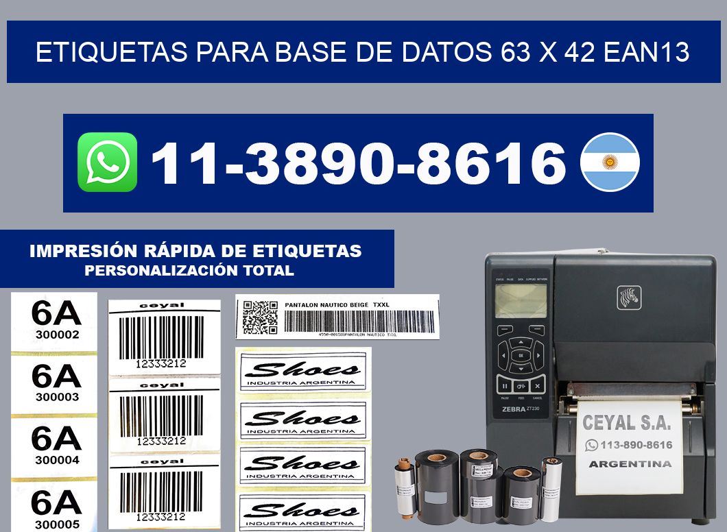 etiquetas para base de datos 63 x 42 ean13