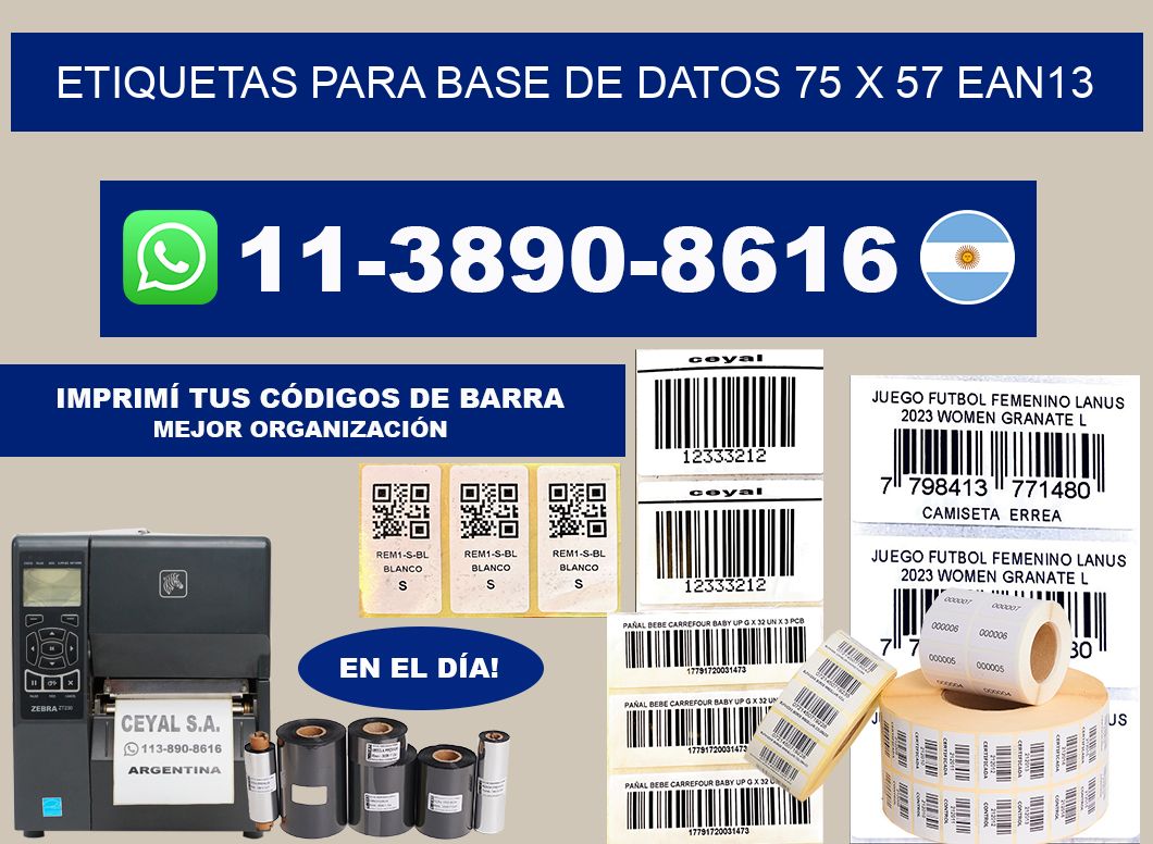 etiquetas para base de datos 75 x 57 ean13