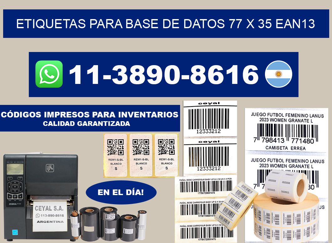 etiquetas para base de datos 77 x 35 ean13
