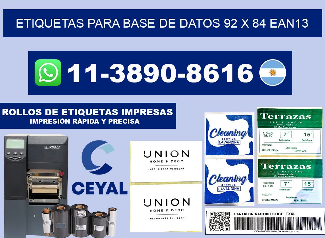 etiquetas para base de datos 92 x 84 ean13