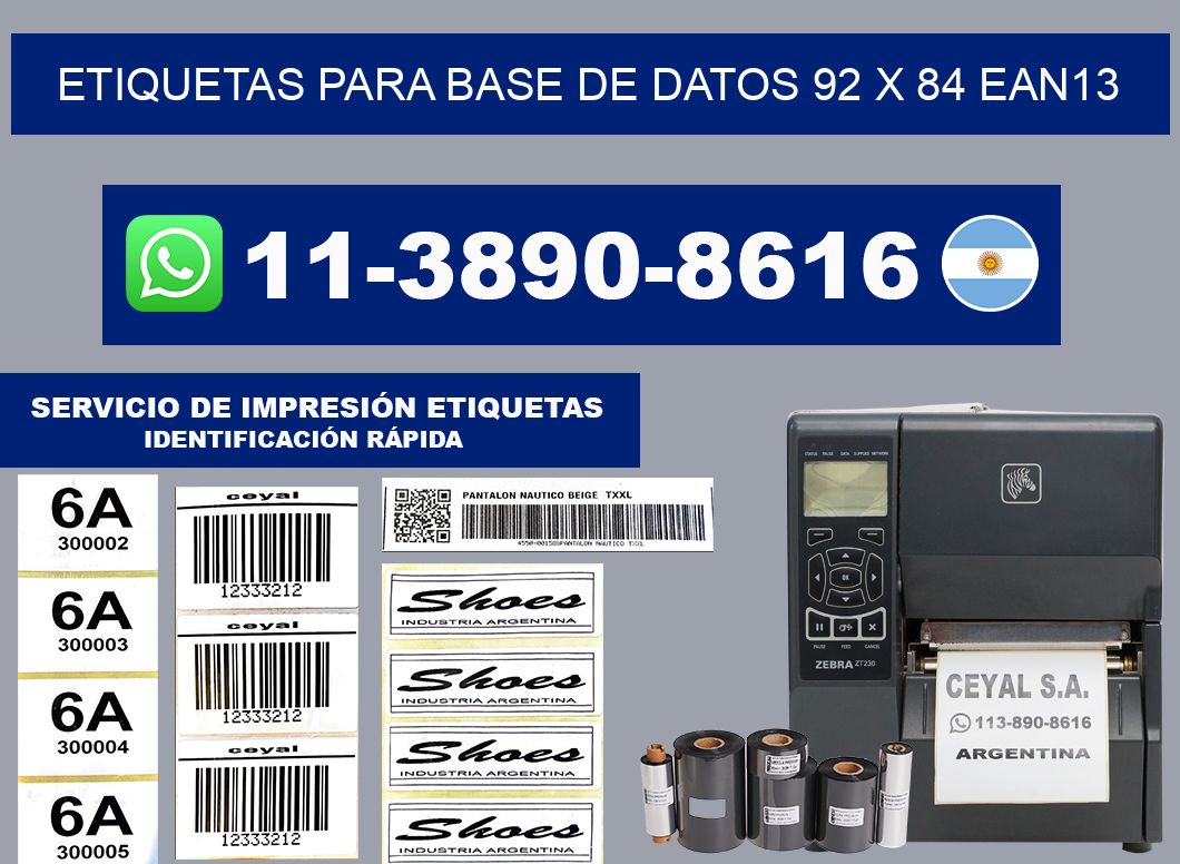 etiquetas para base de datos 92 x 84 ean13